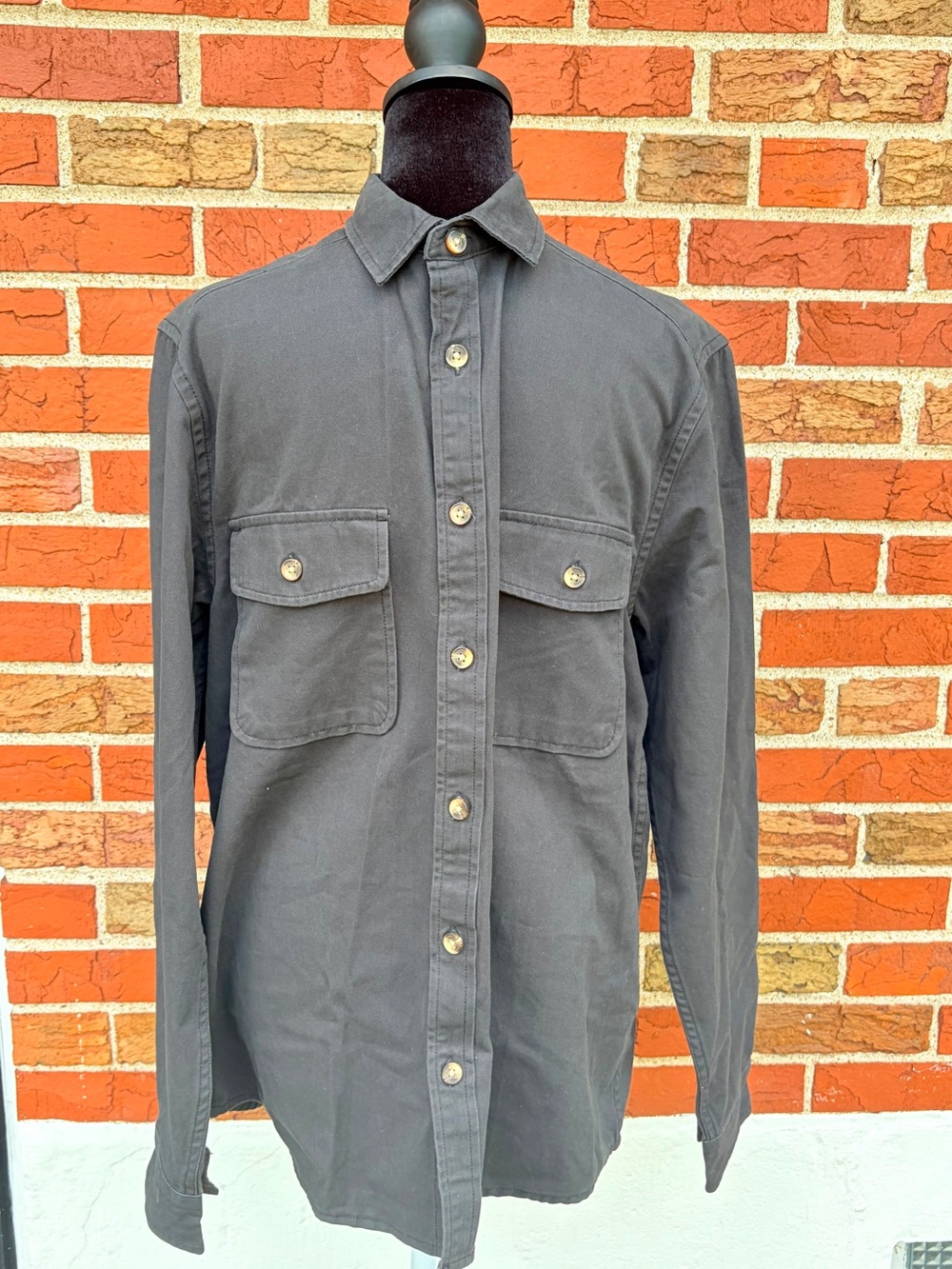 ASOS Dark Gray Button-Up Overshirt with Front Pockets